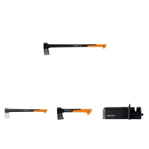 Fiskars Axe Sharpener, X27 Splitting Axe 36 in, X7 Hatchet 14 in, X25 Splitting Axe 28 in Combo (4 Piece) - The Home Depot