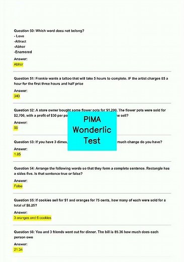 PIMA Wonderlic Test video