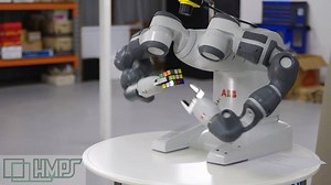 Did you know that #YuMi, our collaborative #robot, can solve Rubik's cube? It simply has to look closely at first! Read more about YuMi and its capabilities: http://ow.ly/hNlL303uYTs Credits: video via HMPS. Robot supplied by ABB, system manufacturing and integration by HMPS, vision hardware supplied by Automation Systems & Control, RAPID robot coding by Colin Love, solution algorithm by Eric Love, music by Jonno Klynsmith. | ABB