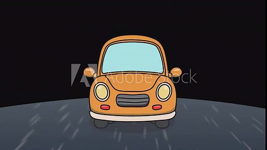 Cartoon Car Driving Animation Loop with Transparent Background and Alpha Channel