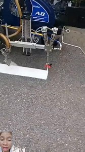 Curb striping at road line striping machine #followerseveryone #reactionreels #machine #reaction #skills #striping | Marchijoy Lopez Camacho