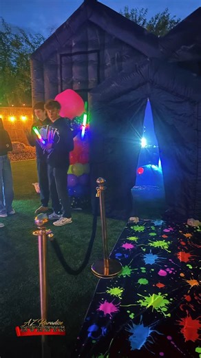 AZ Paradise Events on Instagram: "✨🎶 THE ULTIMATE GLOW CLUB PARTY EXPERIENCE 🎶✨ Turn your event into a full-on neon nightclub with our Inflatable Glow Club Experience — where lights, music, and VIP vibes come together 🖤💡 Guests make a grand entrance with VIP ropes and carpet, step into a glow-filled inflatable nightclub with LED lighting, and then level it up at our Glow Table, fully stocked with: ✨ Glow sticks 🕶️ LED glasses & glow rings 📿 Glow necklaces & Bracelets 🌈 Glow tattoos 💄 Glo