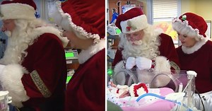 Santa And Mrs. Claus Visit Newborns Who Have To Spend Christmas At The Hospital's NICU