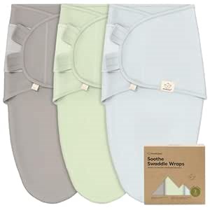 3-Pack Organic Baby Swaddle Sleep Sacks - Swaddles for Newborns, Infant 0-3 Months, Baby Girls, Boys, Soft & Snug Newborn Sleep Sack, Nursery Swaddling Blankets (Ripple)