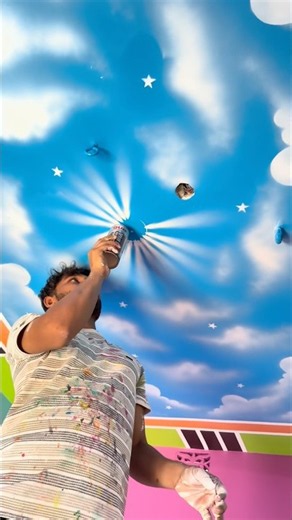 Sky celing desigin painting bedroom 🏡 #wallpaiting #wall #