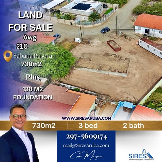 🏡 For Sale – Land with Foundation in a Great Location! https://siresaruba.com/property/savaneta-land/ This is your chance to build your dream home right here on our beautiful island! 🇦🇼 This 730 m² property already has a solid 136 m² foundation and approved plans for a modern 3-bedroom, 2-bath home with a spacious living area, kitchen, and covered garage — plus room for a cozy gazebo and family pool. 💦 Perfect for couples starting a family or anyone ready to create their forever home. Don’t 