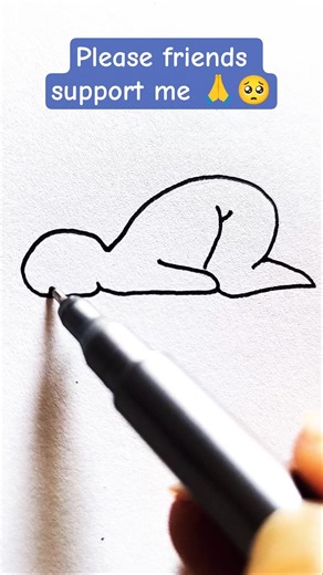 Quick and easy Humans sad line drawing l