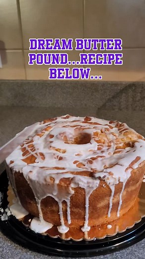 Butter Dream Pound Cake A rich and timeless cake made with 4 sticks of butter and love. · 4 sticks (2 cups) unsalted butter, room temperature · 3 cups granulated sugar · 6 large eggs, room temperature · 3⅓ cups all-purpose flour (or White Lily for a softer crumb) · 1 teaspoon baking powder · 1/2 teaspoon salt · 1⅓ cups heavy cream, room temperature · 1 tablespoon pure vanilla extract · 1 teaspoon butter extract (optional but elevates the flavor) 🥣 Instructions 1. Preheat oven to 325°F. Generous