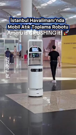 From smart bin → autonomous robot 🤯🤖 Our partner turned Ameru’s AI into a mobile waste-sorting robot at Istanbul Airport ✈️ It sees. It decides. It sorts. This is Physical AI in the real world. Are you ready for what comes next!? 👀🔥