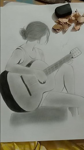 Try to draw a guitar girl 😉💖✨ #love #music #sketch #shortvideo #....