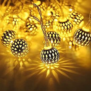 LED Globe String Lights, 20 Ft 40 Balls(0.98in) Moroccan Party Christmas Hanging Lights Battery Powered Fairy Lights for Indoor, Bedroom, Party, Birthday, Christmas Tree Decor Batteries Not Included