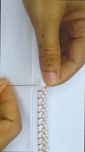 31K views · 180 reactions | Amazing pearl border lace tutorial瑱 #embroidery #love #reels #viral | Crafty Needles 7 | Facebook