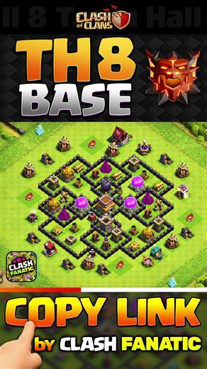 RANKED BATTLE base for Town Hall 8. Anti-2 layout keeps enemies away from your Town Hall, saving your 🏆 on D! Base link (and 1500 other bases) are available for free in Clash Fanatic App! Search it on the App Store or Google Play. #clashofclans #clashofclanscommunity #clashofclansclips #clashofclansmemes #clashofclanstiktok