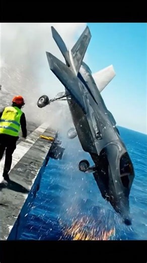 F-35C Crash Landing on Aircraft Carrier #navy #military #fighterjet