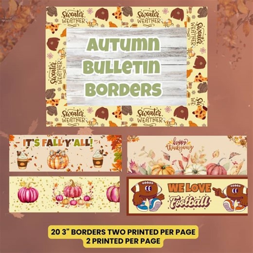 Groovy Fall Bulletin Board Borders- Fall Door Decorations-Pumpkin Retro