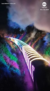 14M views · 242K reactions | The Christmas Train of Lights is gearing up for another holiday season in southern England. The train’s operator promises plenty of “surprises” and noted there are lights inside the train as well as outside. | ABC News | Facebook