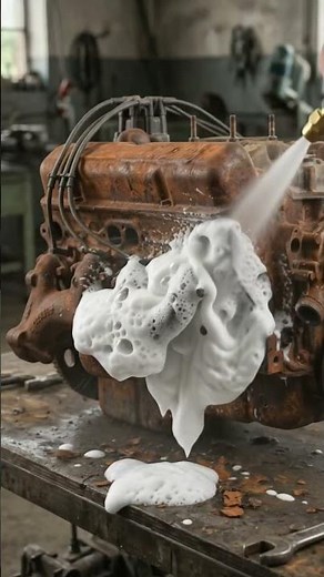 Unbelievable! Cleaning a Rusty Classic Car V8 Engine with Soap Foam