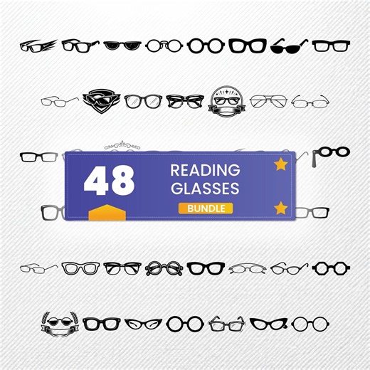 Reading Glasses SVG Bundle, 48 Spectacles Silhouette Designs, Eyeglasses Clipart for Cricut, Nerd Glasses PNG, Eyewear Vector - Etsy