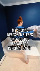 16K views · 598K reactions | Dog bed, what?!? And it’s incredibly comfortable for his body. Less bed sores, less spasms. More sleep.  In the past, Boppys & Pregnancy pillows were our go to! #specialneeds #specialneedsmom #microcephaly #cerebralpalsy | Kayleen Espinoza | Facebook