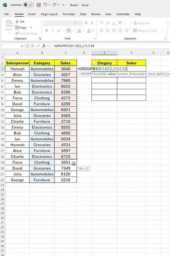 How to Use the GROUPBY Function in Excel #excel #exceltips