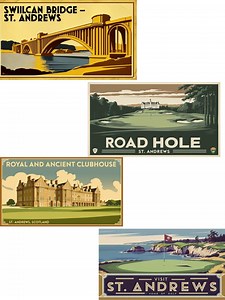 St. Andrews Vintage Golf Poster Set – Swilcan Bridge, Road Hole & Royal and Ancient Clubhouse – Printable Wall Art for Golf Lovers - Etsy