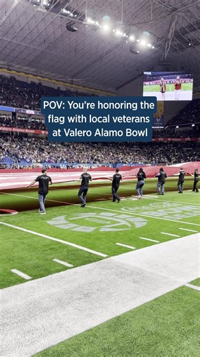 That moment when 120 #veterans brought 65,000 fans together to celebrate our nation. This is why we’re proud to be the official #militaryappreciation partner of the @Valero Alamo Bowl.
