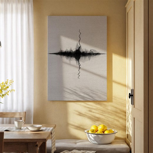 Abstract Soundwave Wooden Canvas, Minimalist Black and White Wall Art, Modern Geometric Wooden Print for Contemporary Interior Design - Etsy