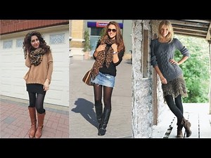 Awesome Skirt With Leggings And Boots Outfit