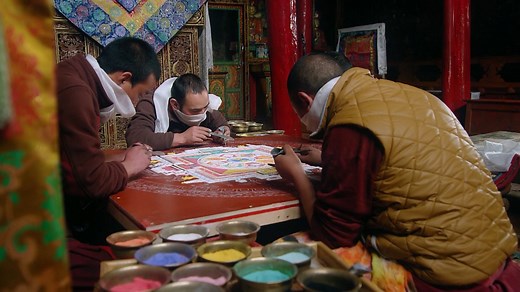 BBC Two - Mountain: Life at the Extreme, Series 1, Himalaya, Buddhist monks create a mandala