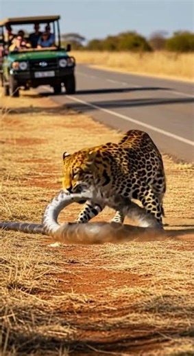 Leopard vs Python – who’s the real jungle king watch the epic battle #wildlife #nature #predators