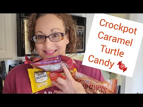 CROCKPOT CANDY! Chocolate Caramel Turtles. EASY, DELICIOUS. Makes a Great Gift. #crockpotrecipes