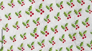Christmas Holly Pattern Animation with Chroma Blue Screen and Luma Matte. Loop-ready. Perfect for overlays and motion backgrounds.