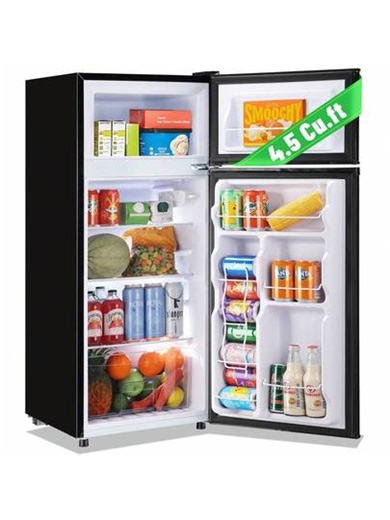 4.5 CU.FT. Compact Fridge, 2 Door Small Refrigerator With 7 Adjustable Temperature, Practical Refrigerator With Freezer For Bedroom, Home, Office, Dorm, Garage Or RV, Black | SHEIN