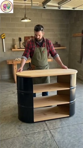 Transforming an Old Oil Drum into a Kitchen Island #creativeideas #diy