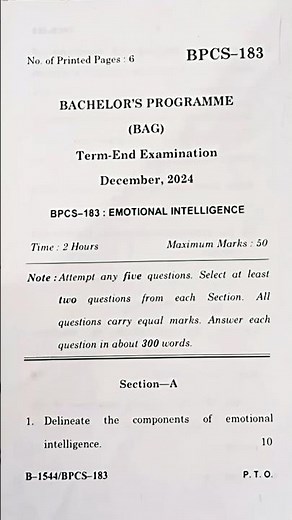 IGNOU BPCS 183 December 2024 Exam Question Paper | IGNOU Latest Question Paper
