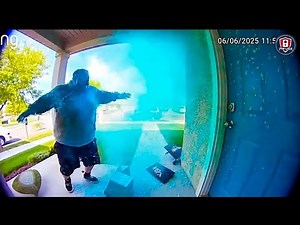 Massive Multi-Color Paint & Feather Blasts on Overweight Porch Pirates — Caught on Ring Camera