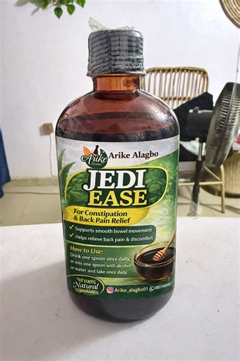 Many people think hard poo is normal it’s not. JEDI EASE helps free your system and support digestion. JEDI EASE is stronger, purging, and works deeper. For serious constipation & body pain. \tDM on instagram to order Arike_Alagbo01 to order 📩 \t•\tWhatsApp: 08038468327 \t•\tNationwide delivery available 🚚