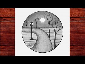 Çok Kolay Karakalem Manzara Çizimi Nasıl Yapılır - Doğa Manzara Resmi Çizimi Yeni Başlayanlar İçin