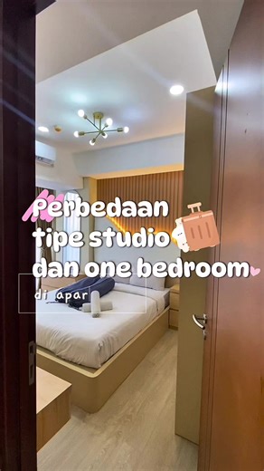 siapa nih yang masih bingung perbedaan tipe studio dan one bedroom di apartemen pdahal sama sama memiliki 1 kamar? berikut penjelasannya ya guys biar tidak salah pilih lagi🥰🥰 #xyzbca #fyp #polluxhabibie #kolamrenangapartemen #sewaaprtemenmurah