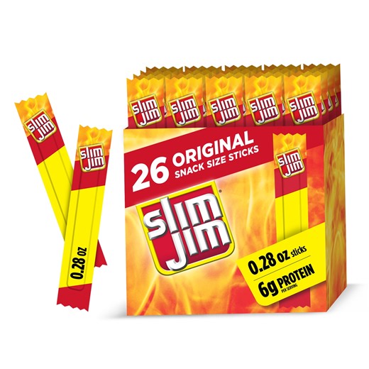 Slim Jim Smoked Meat Sticks, Original Flavor, 6g Protein Per Serving, Snack Size, Easter Basket Stuffer for Men, 0.28 oz. (26 Count)