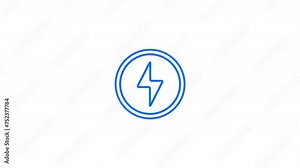 Abstract Electricity line animation. Lightning bolt in circle animated icon. Energy provider. Power plant animated