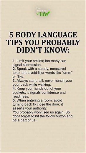 5 BODY LANGUAGE TIPS YOU PROBABLY DIDN'T KNOW🔥🔥#language #mindset #psychology #facts #life #goals