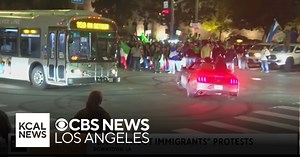 Protesters gathered in downtown Los Angeles over ICE raids for second straight day