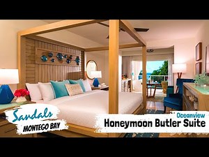 Crystal Lagoon Honeymoon Oceanview Butler Suite OL1B | Sandals Montego Bay | Full Tour & Review 4K