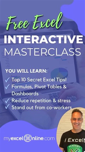 FREE Excel Tips Class Sign-Up ➡️ https://www.myexcelonline.com/free-excel-productivity-tips-webinar/