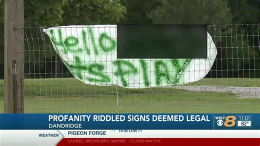 Profanity-filled signs displayed in Dandridge during neighbor dispute