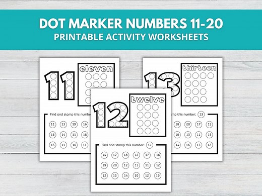 Dot Marker Numbers 11-20 Printable, Dab Marker Number Activity, Counting Worksheets, Dot the Number, Number Recognition, Preschool Math - Etsy