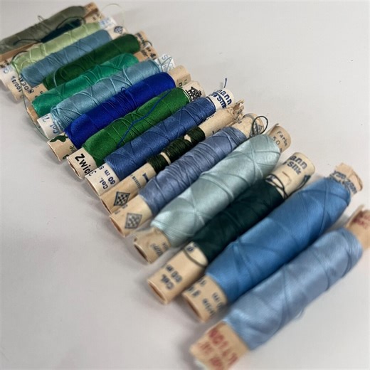 15-piece Set of 100% Silk Thread. Plenty of Blue-green Colors From Many Companies. Gütermann, Amann and More. Perfect for Embroidery. - Etsy
