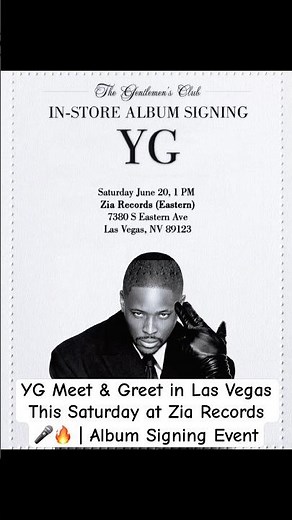 YG Meet & Greet in Las Vegas This Saturday at Zia Records 🎤🔥 | Album Signing Event