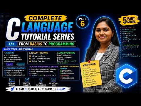 C Language Part 6: Functions in C | User Defined & Library Functions By #payaltechnova